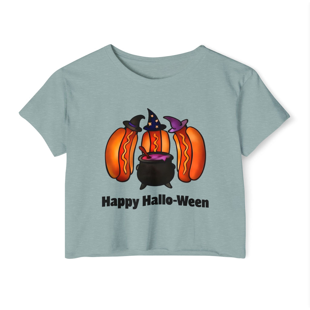 "Happy Hallo-Ween" Hotdog Witches Cropped Tee