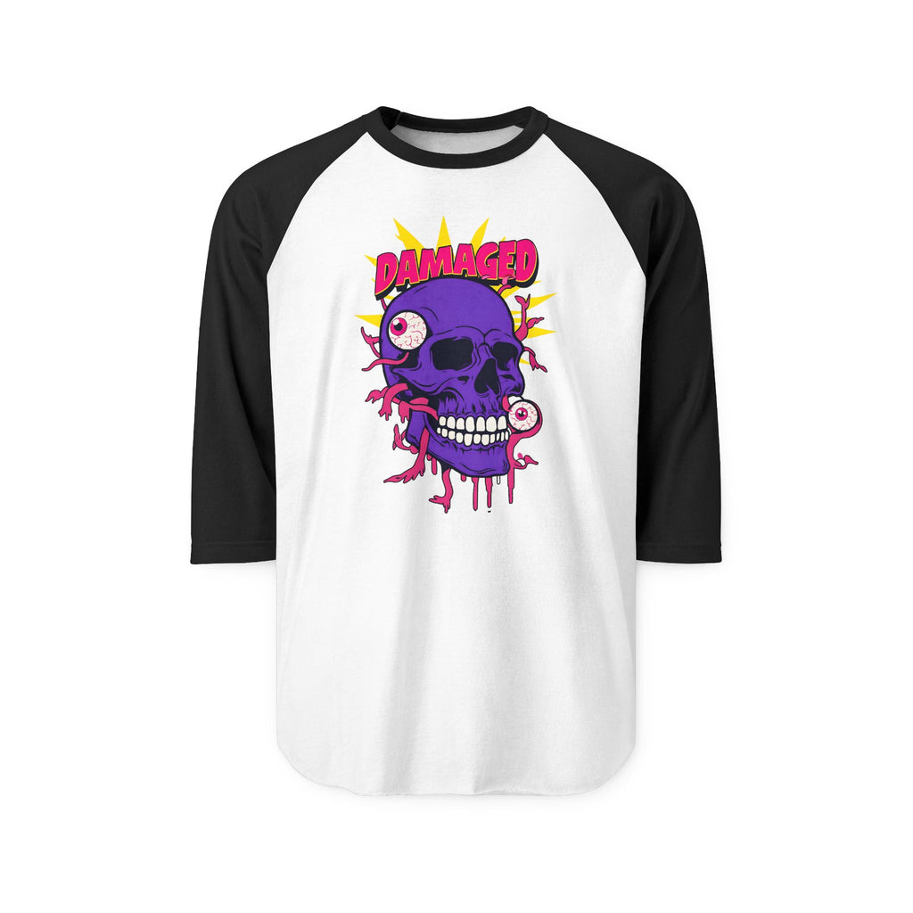 Damaged Graphic Raglan Three-Quarter Sleeve Tee