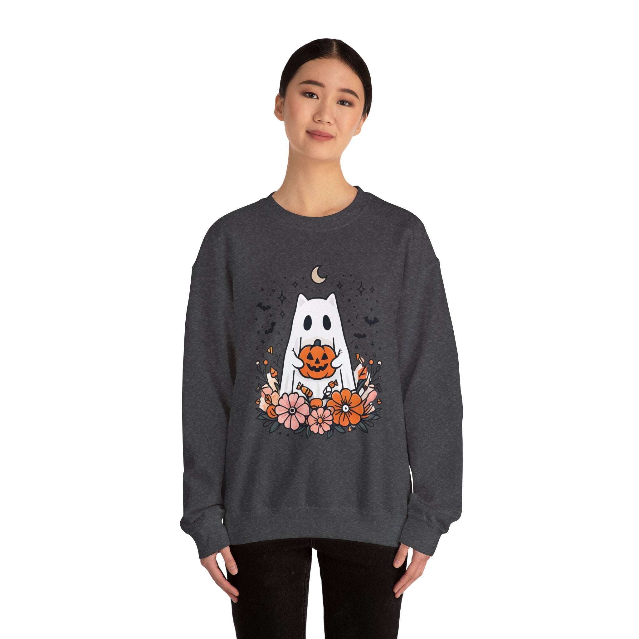 Cute Ghost Pumpkin Crewneck Sweatshirt
