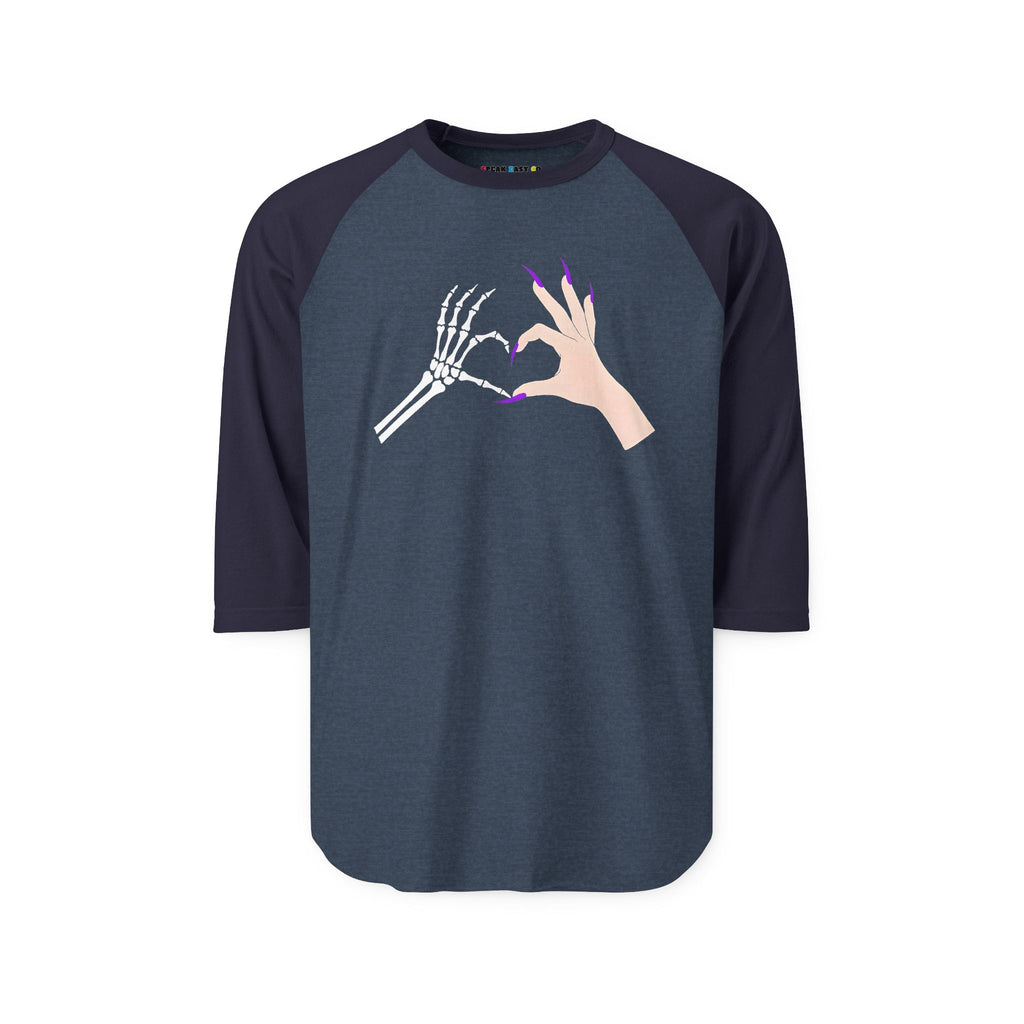 Skeleton Hand Heart 3/4th Sleeve Raglan Shirt