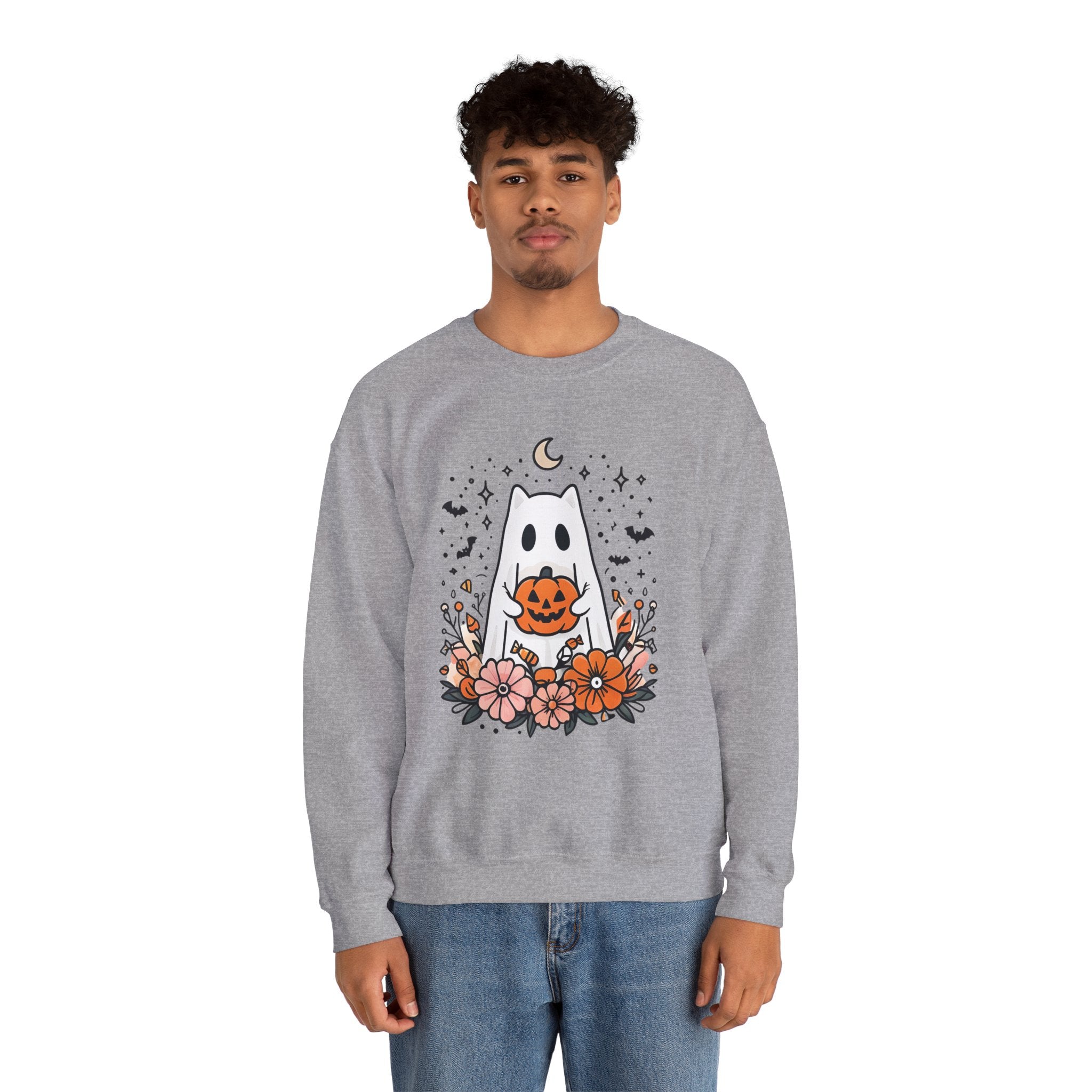 Cute Ghost Pumpkin Crewneck Sweatshirt