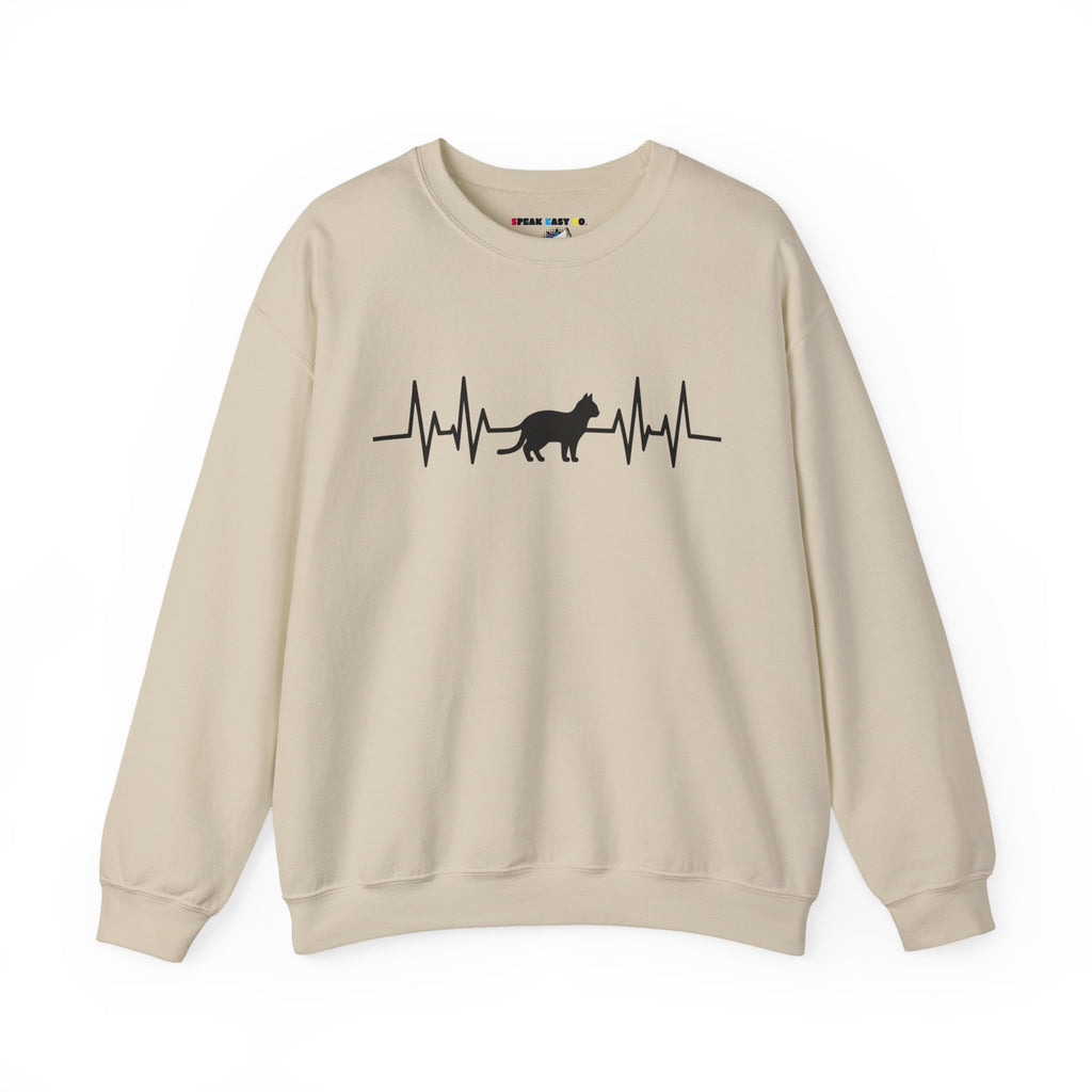 Black Cat Heartbeat Crewneck Sweatshirt