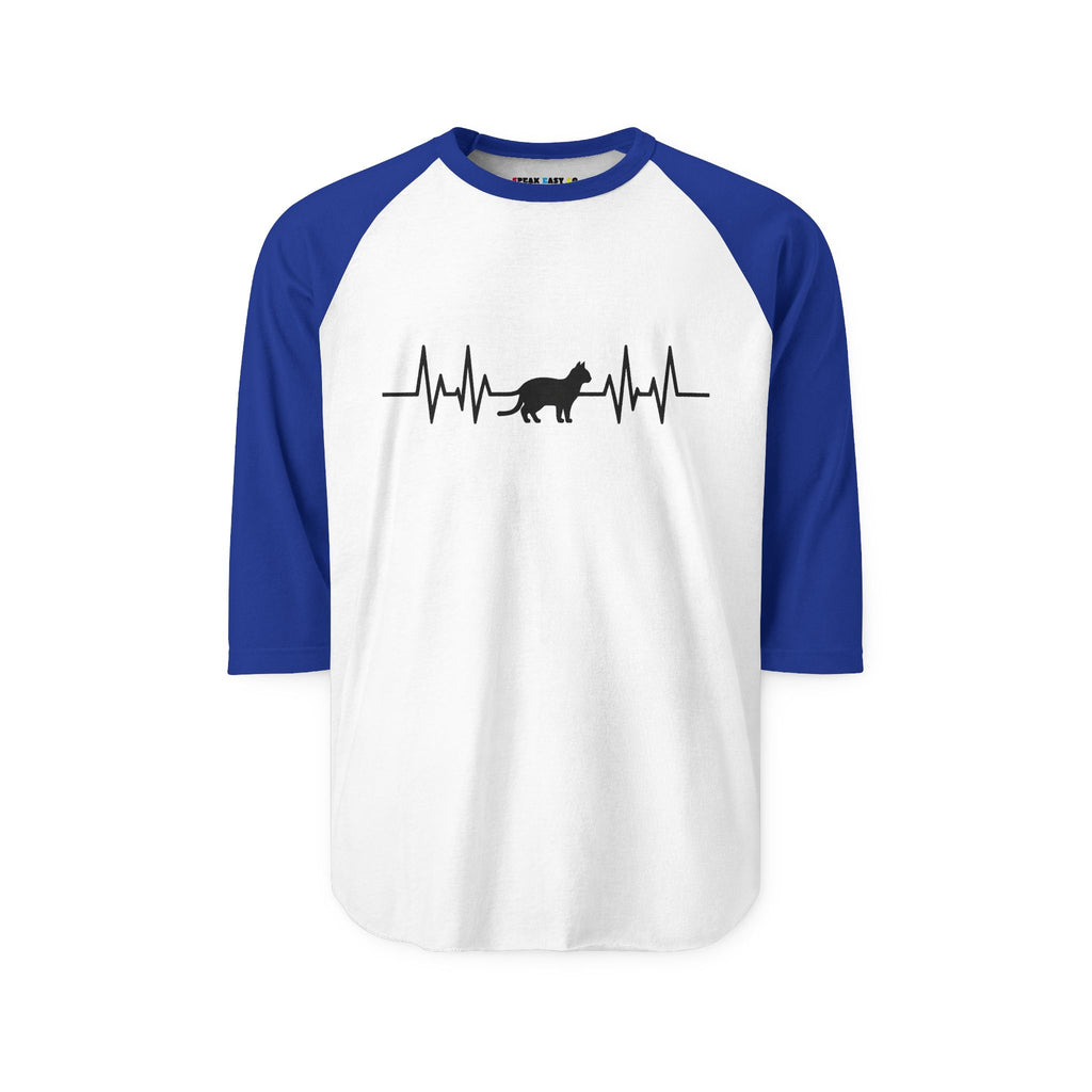 Black Cat Heartbeat 3/4th Sleeve Raglan Shirt