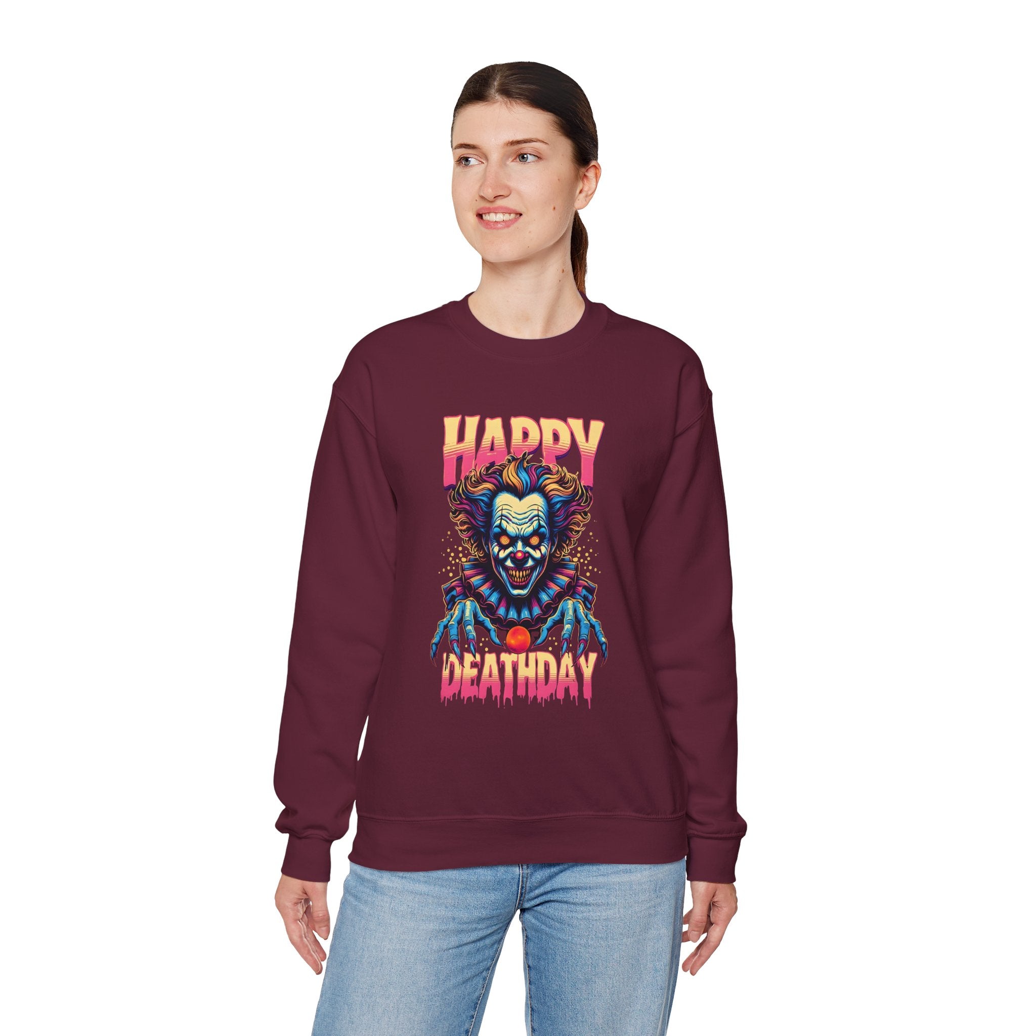 "Happy Deathday" Clown Crewneck Sweatshirt