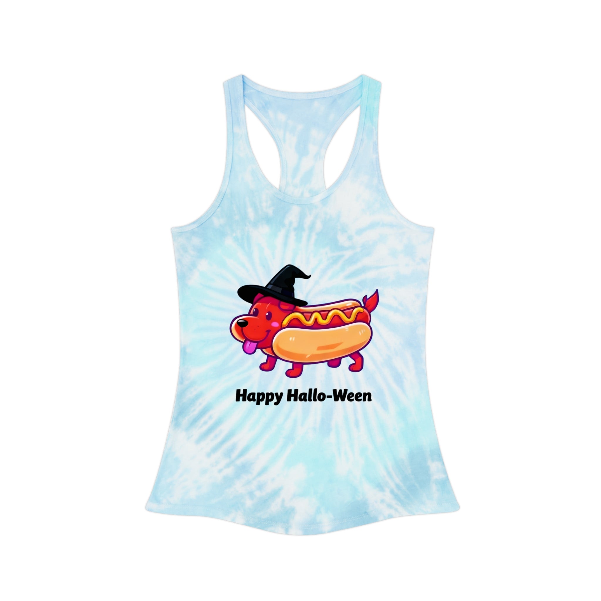 "Happy Hallo-Ween" Hotdog Costume Tie-Dye Tank