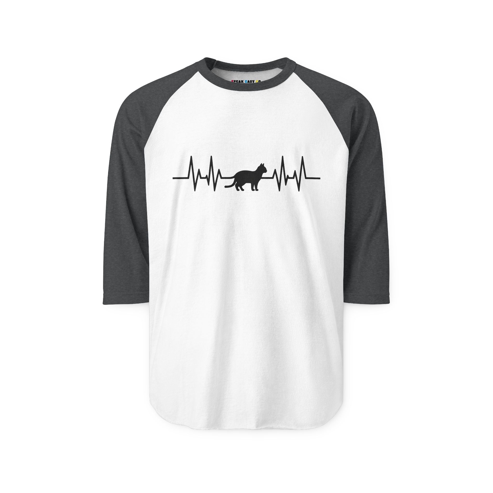 Black Cat Heartbeat 3/4th Sleeve Raglan Shirt