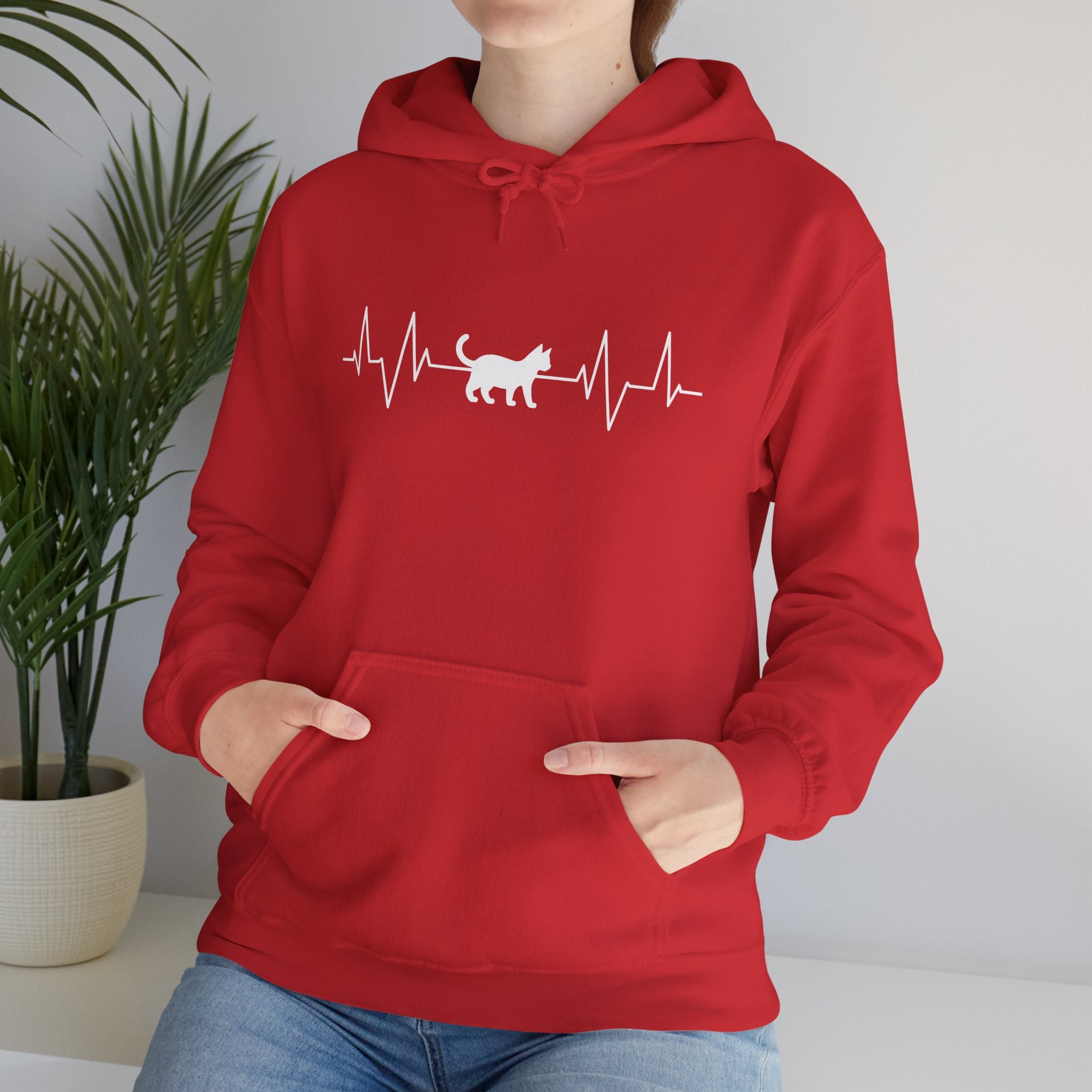 White Cat Heartbeat Hoodie