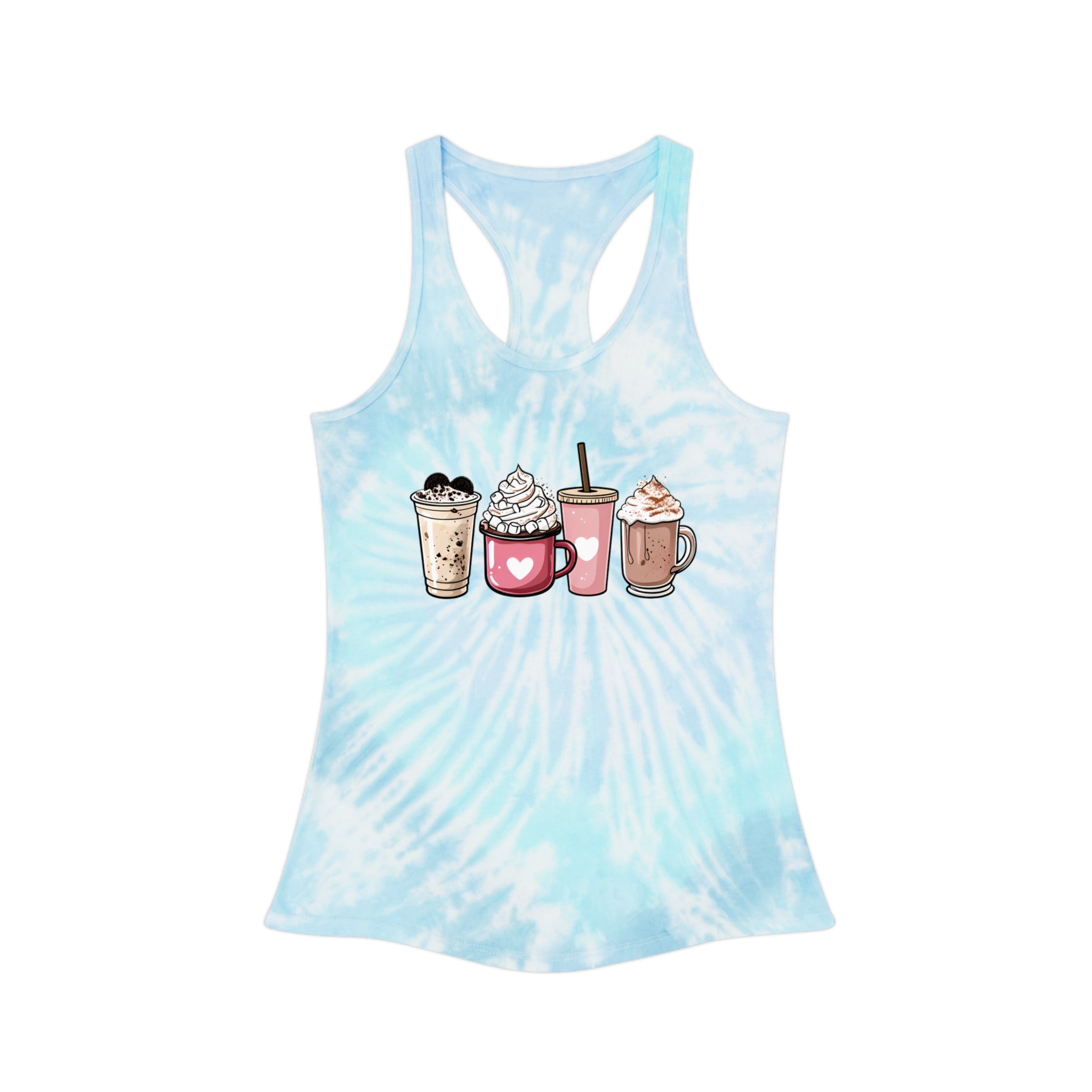 Coffee Lovers Tie-Dye Racerback Tank