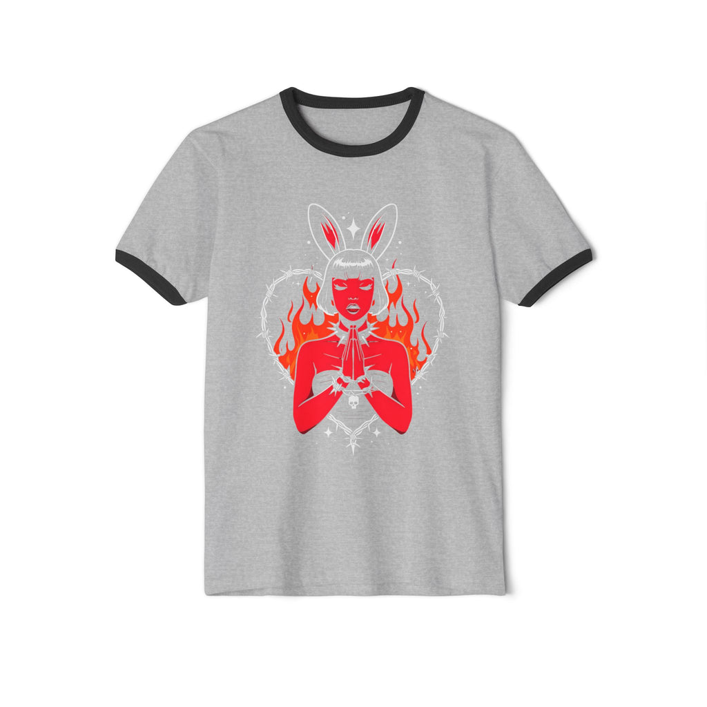 Edgy Bunny Heart Ringer Tee