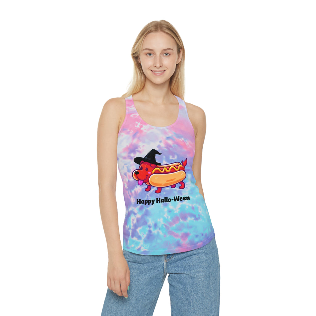"Happy Hallo-Ween" Hotdog Costume Tie-Dye Tank