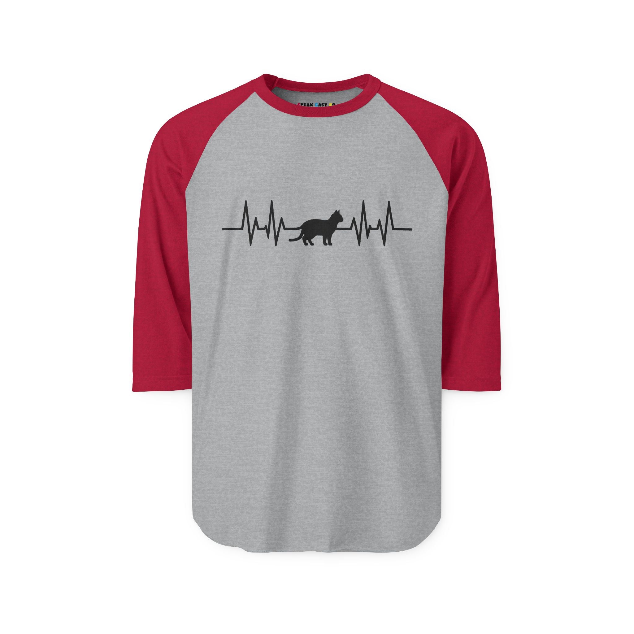 Black Cat Heartbeat 3/4th Sleeve Raglan Shirt