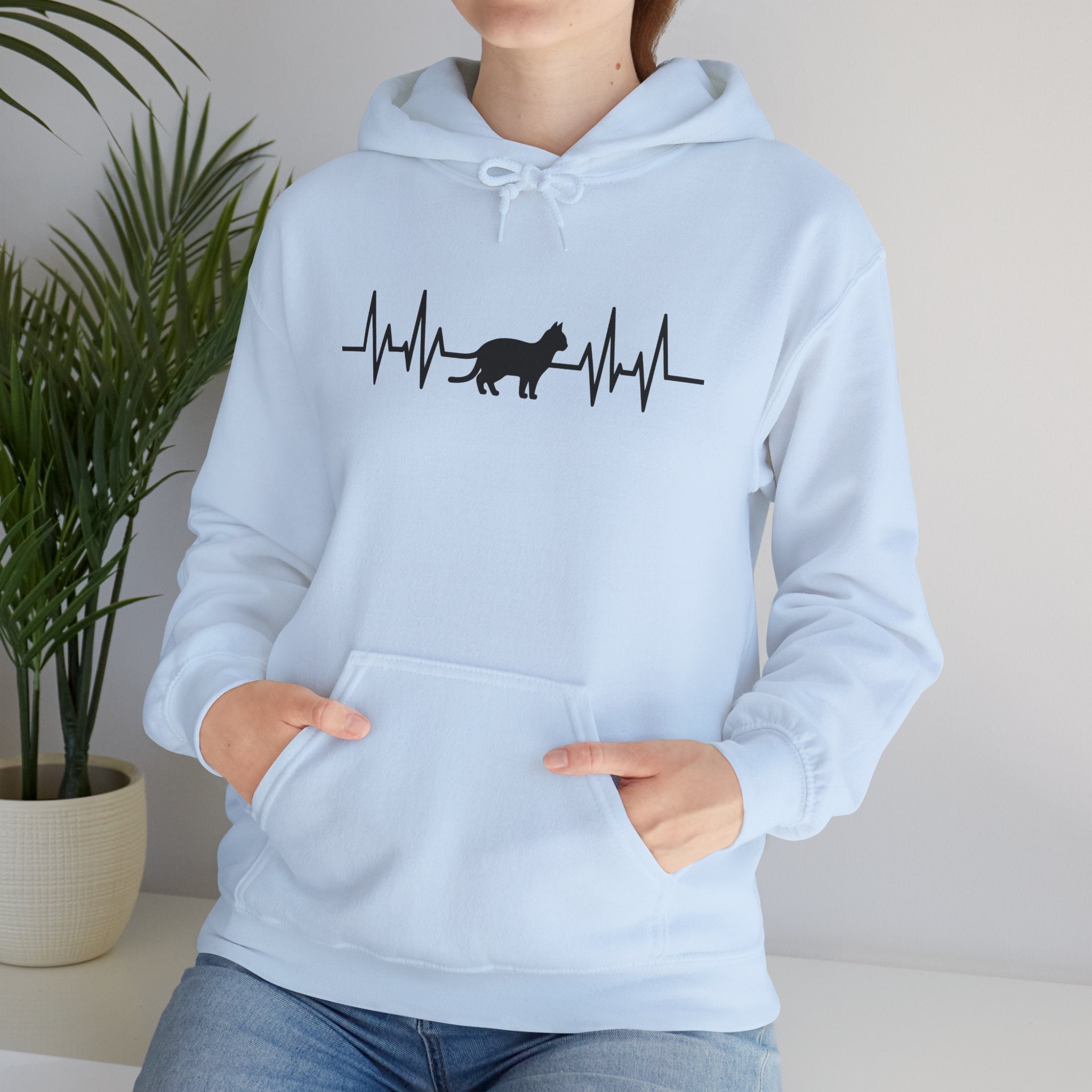 Black Cat Heartbeat Hoodie