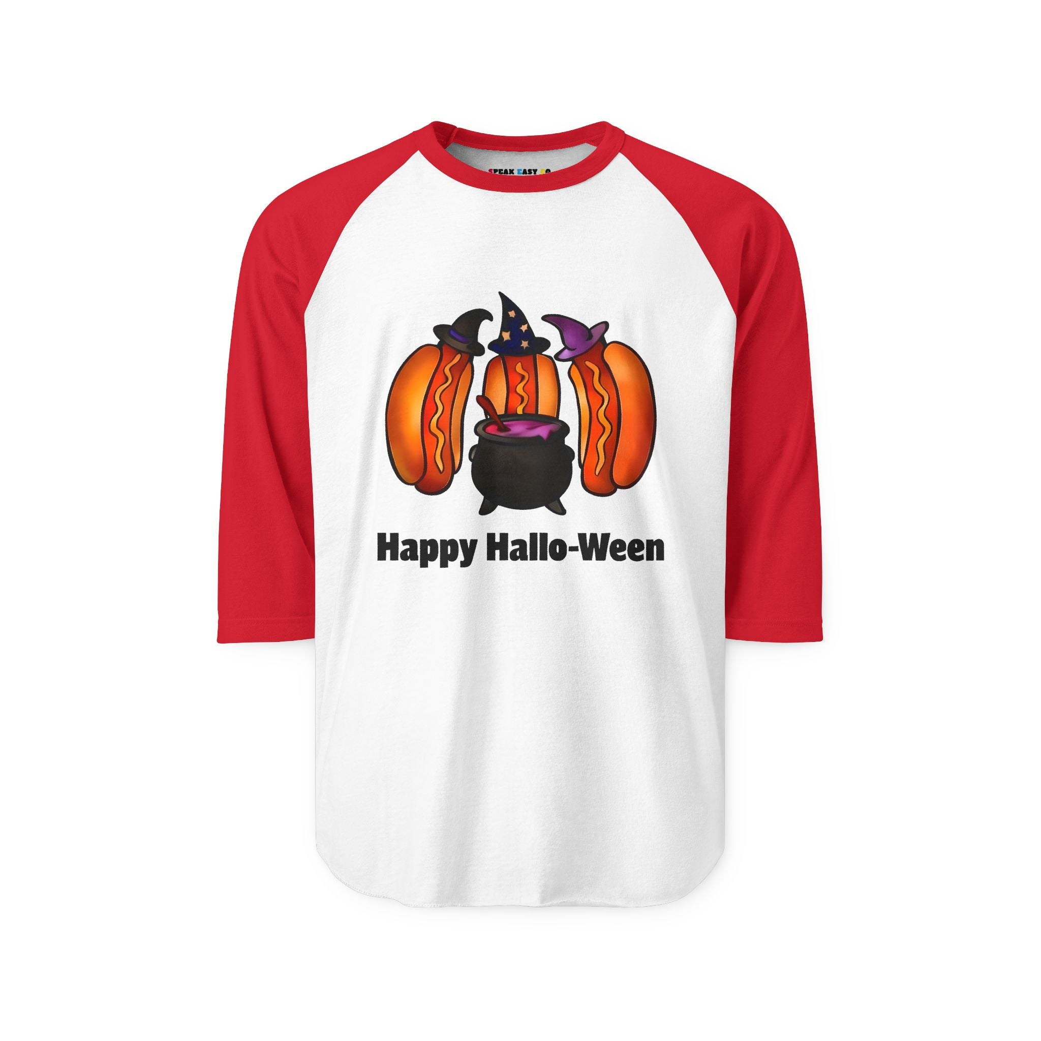 "Happy Hallo-Ween" Hotdog Witches 3/4th Sleeve Raglan Shirt