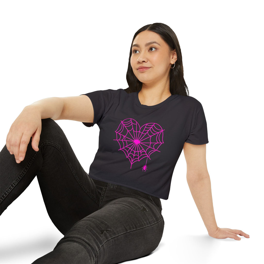 Spiderweb Heart Cropped Tee