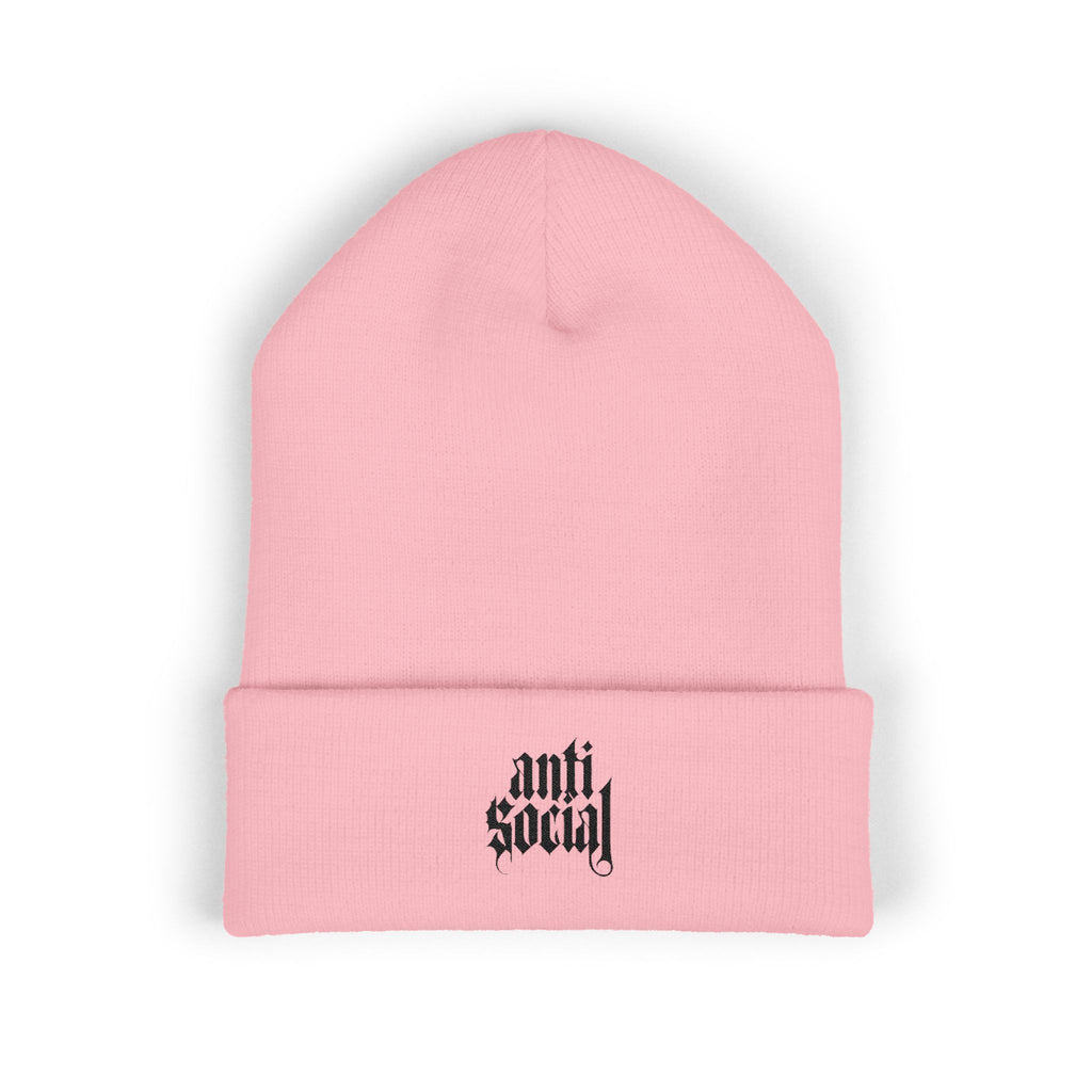 Anti Social Embroidered Cuffed Beanie