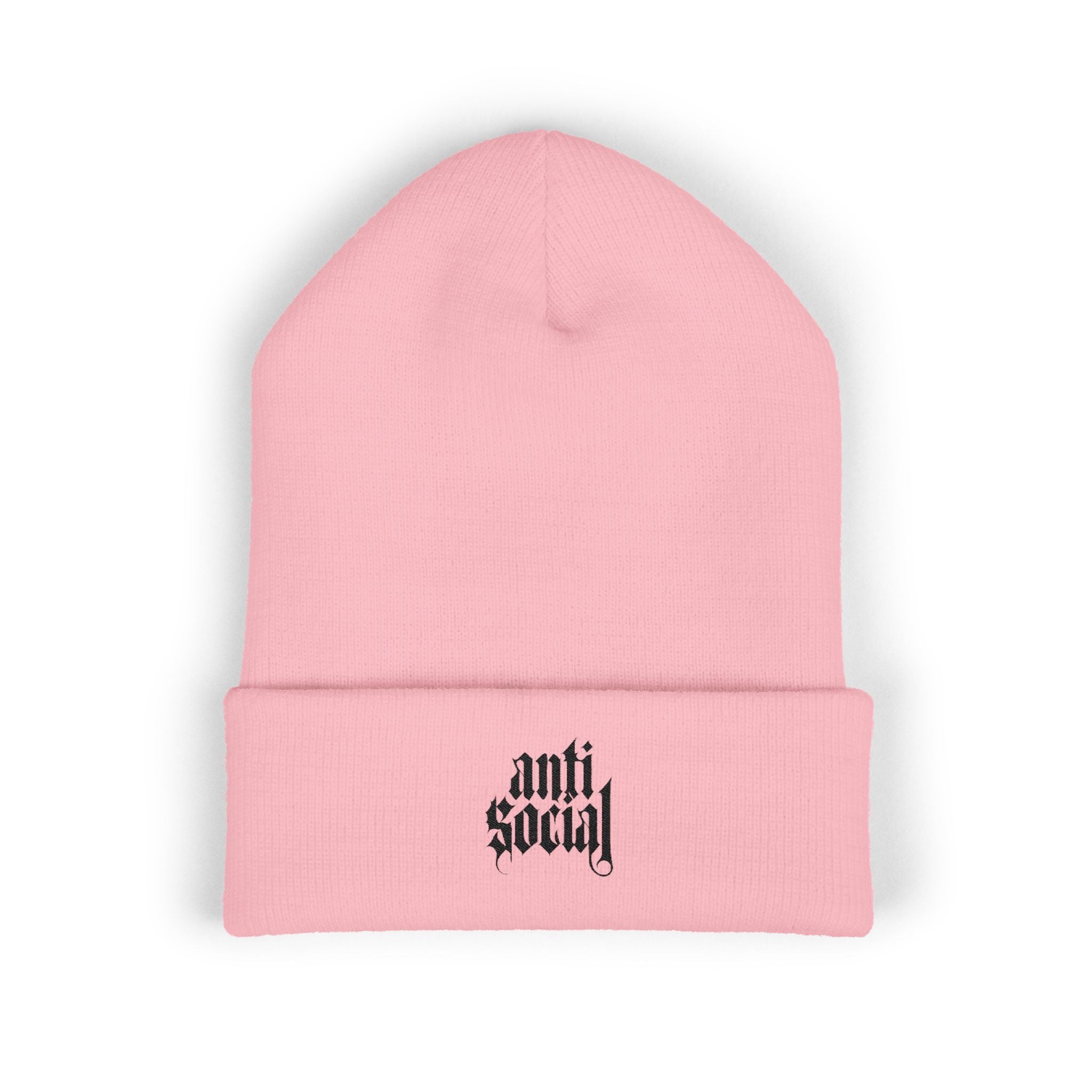 Anti Social Embroidered Cuffed Beanie