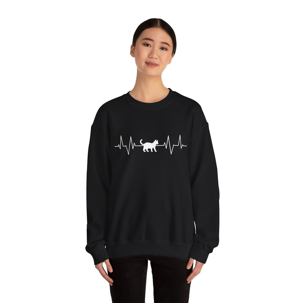 White Cat Heartbeat Crewneck Sweatshirt