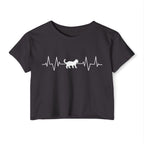 White Cat Heartbeat Cropped Tee