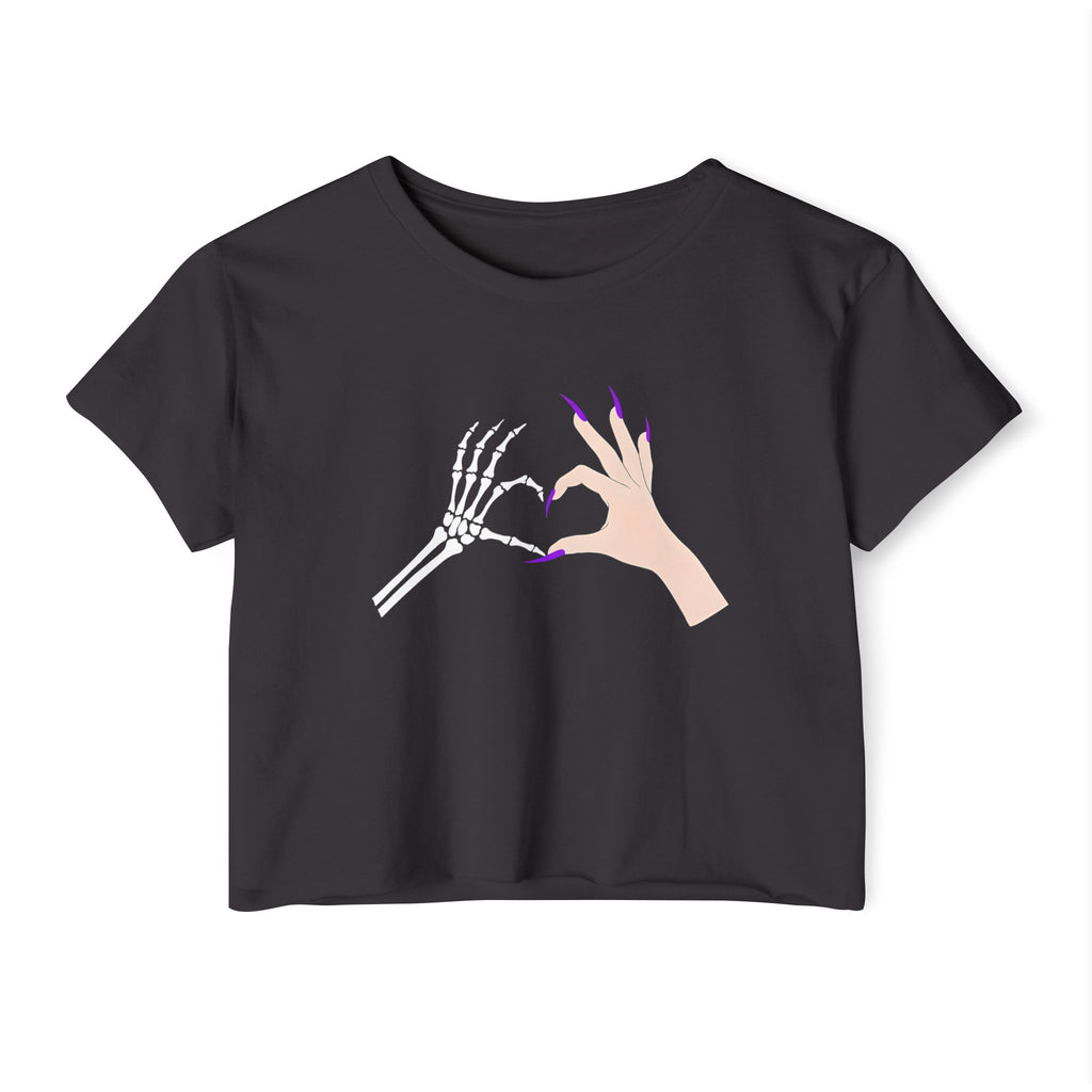 Skeleton Hand Heart Cropped Tee