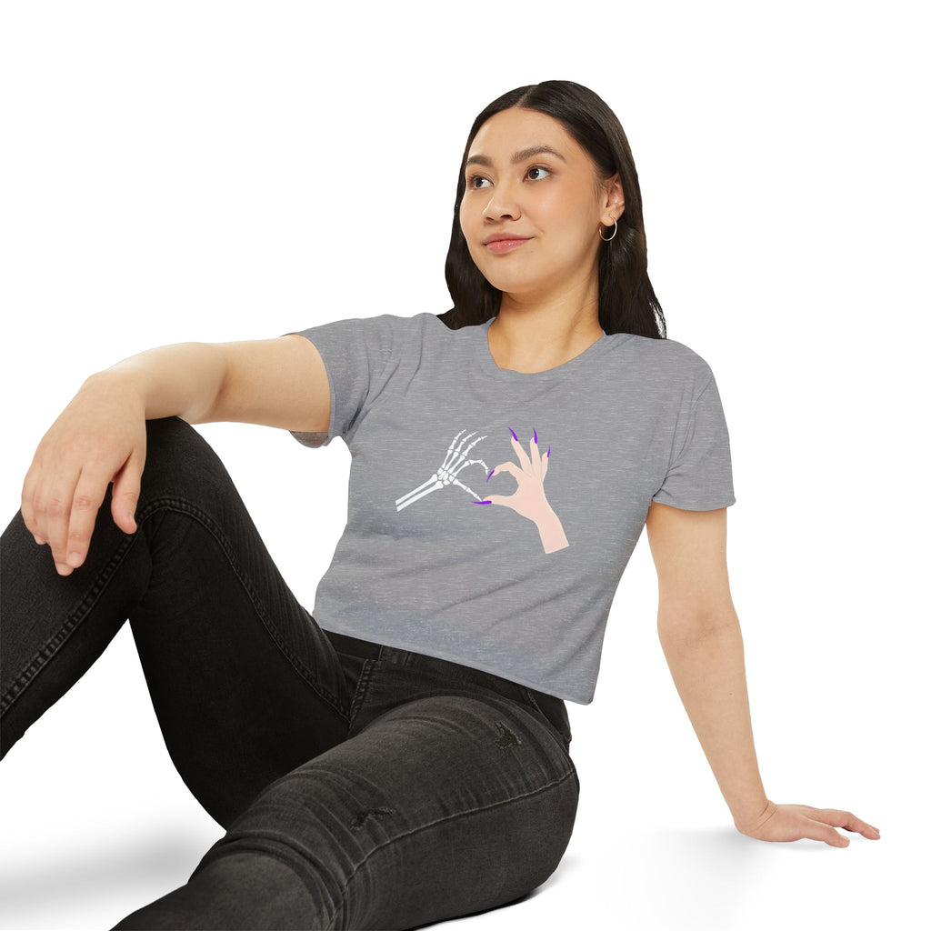 Skeleton Hand Heart Cropped Tee