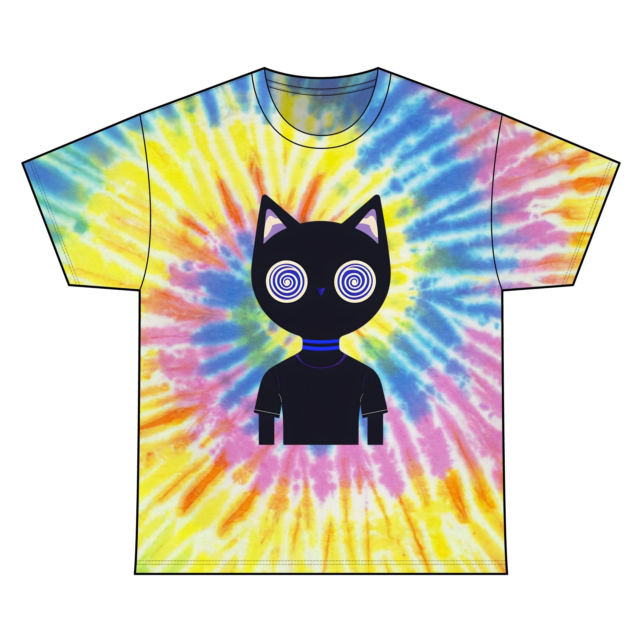 Colorful Tie Dye Cat Graphic Tee