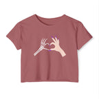 Skeleton Hand Heart Cropped Tee