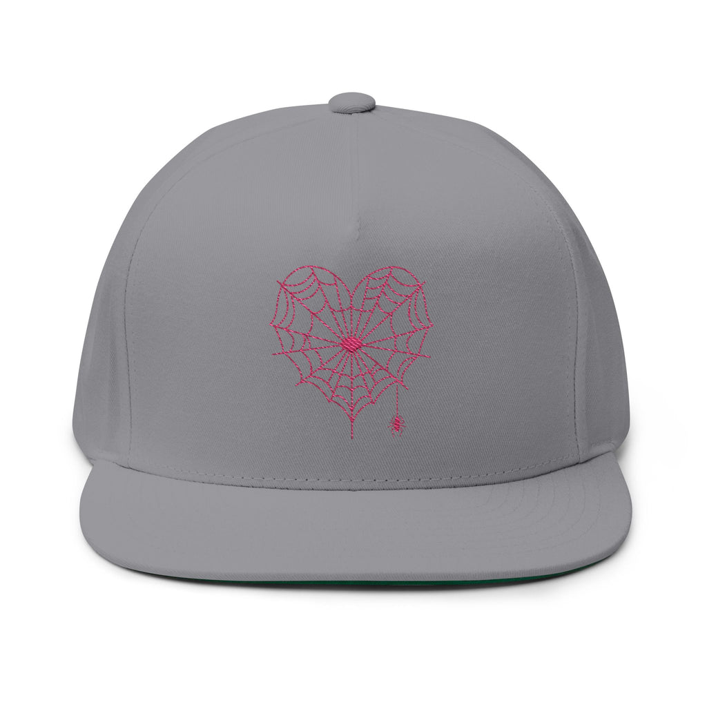 Spiderweb Heart Embroidered Flat Bill Cap