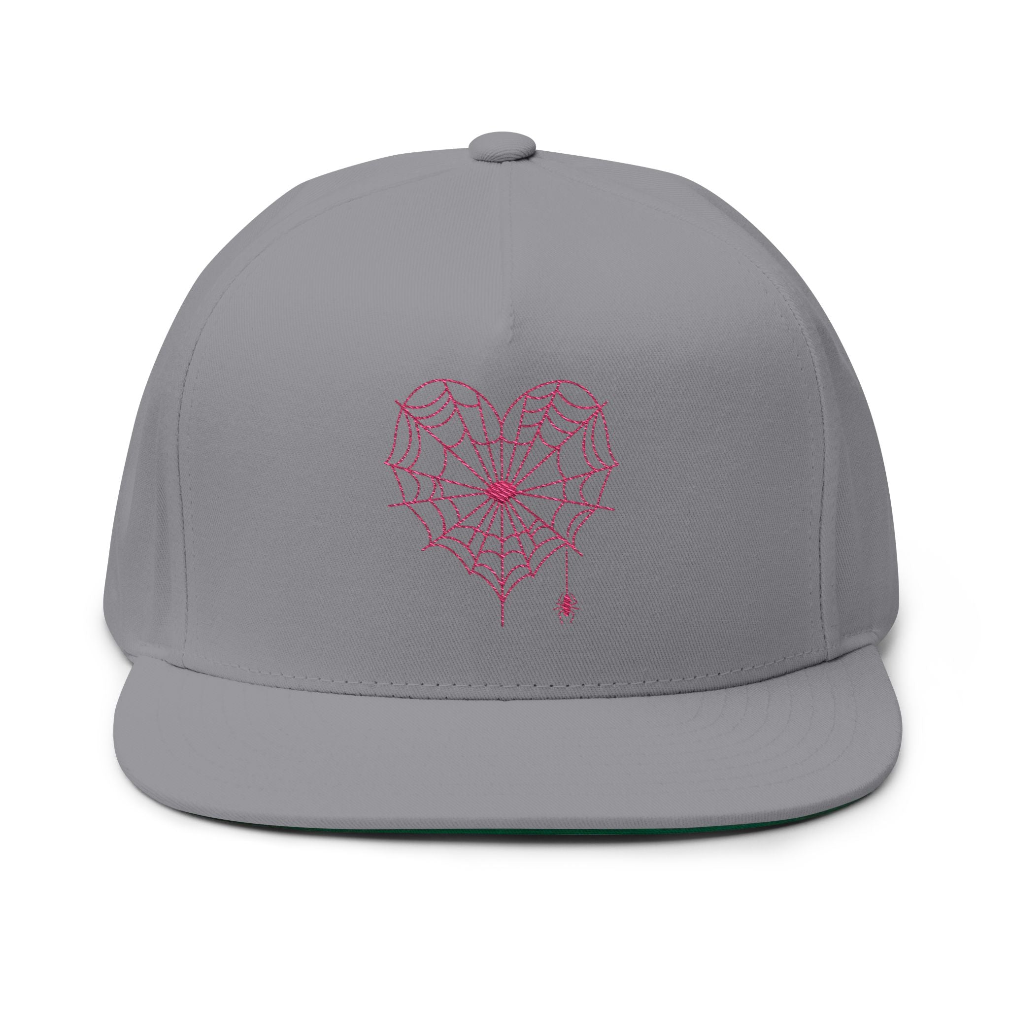 Spiderweb Heart Embroidered Flat Bill Cap