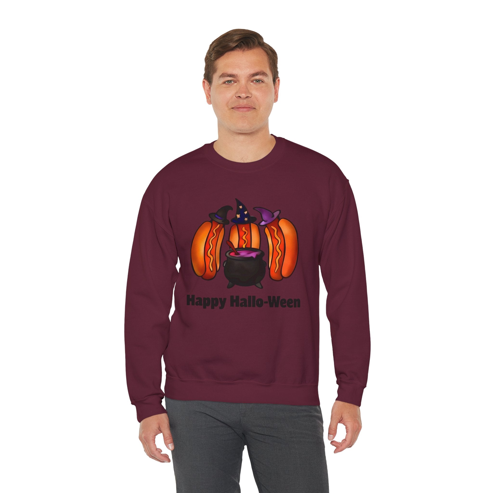 "Happy Hallo-Ween" Hotdog Witches Crewneck Sweatshirt