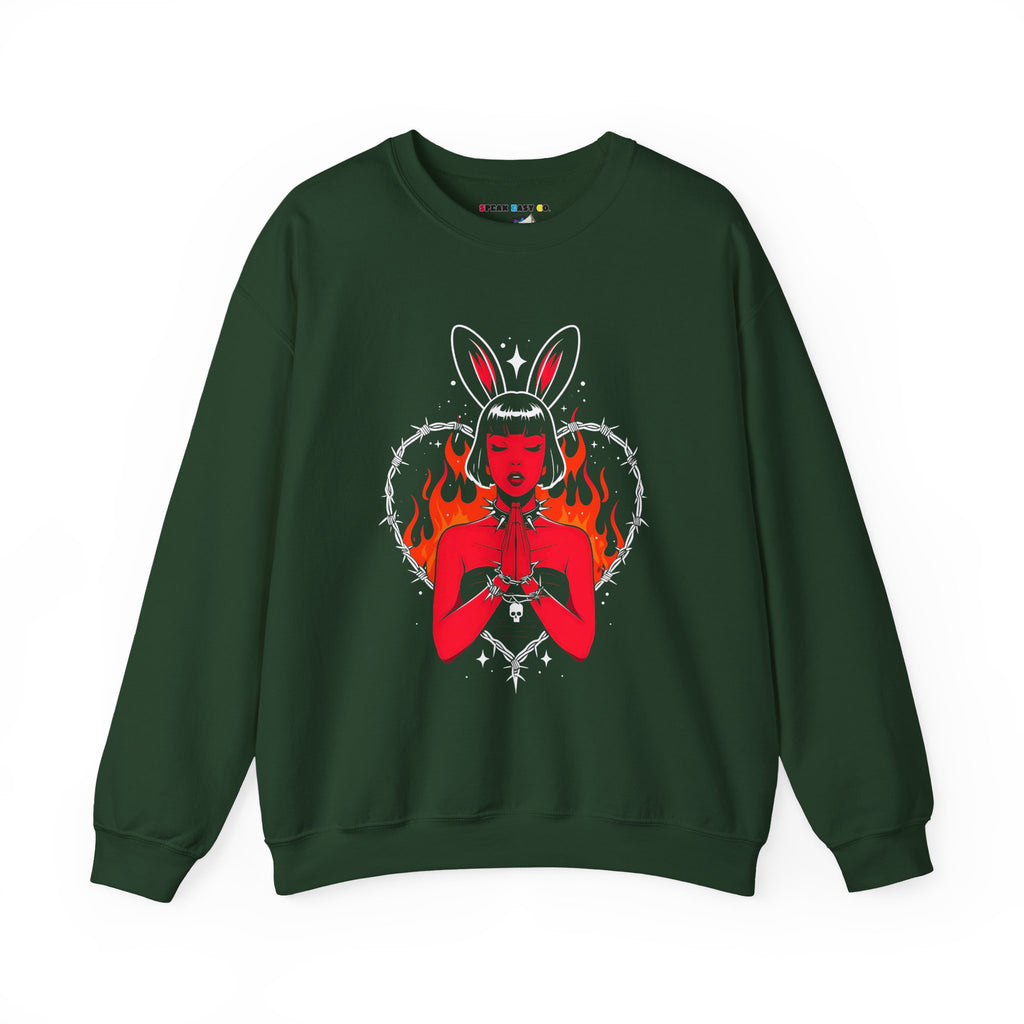 Edgy Bunny Heart Crewneck Sweatshirt
