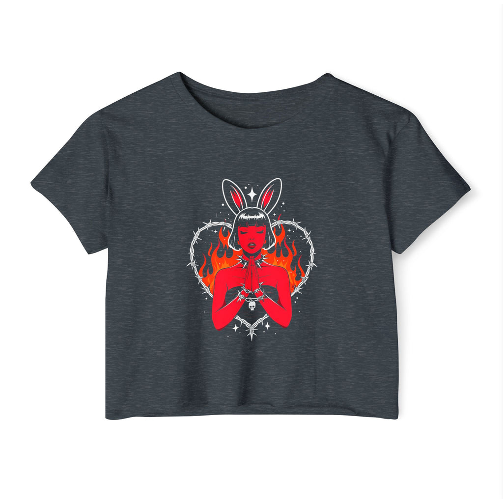 Edgy Bunny Heart Cropped Tee