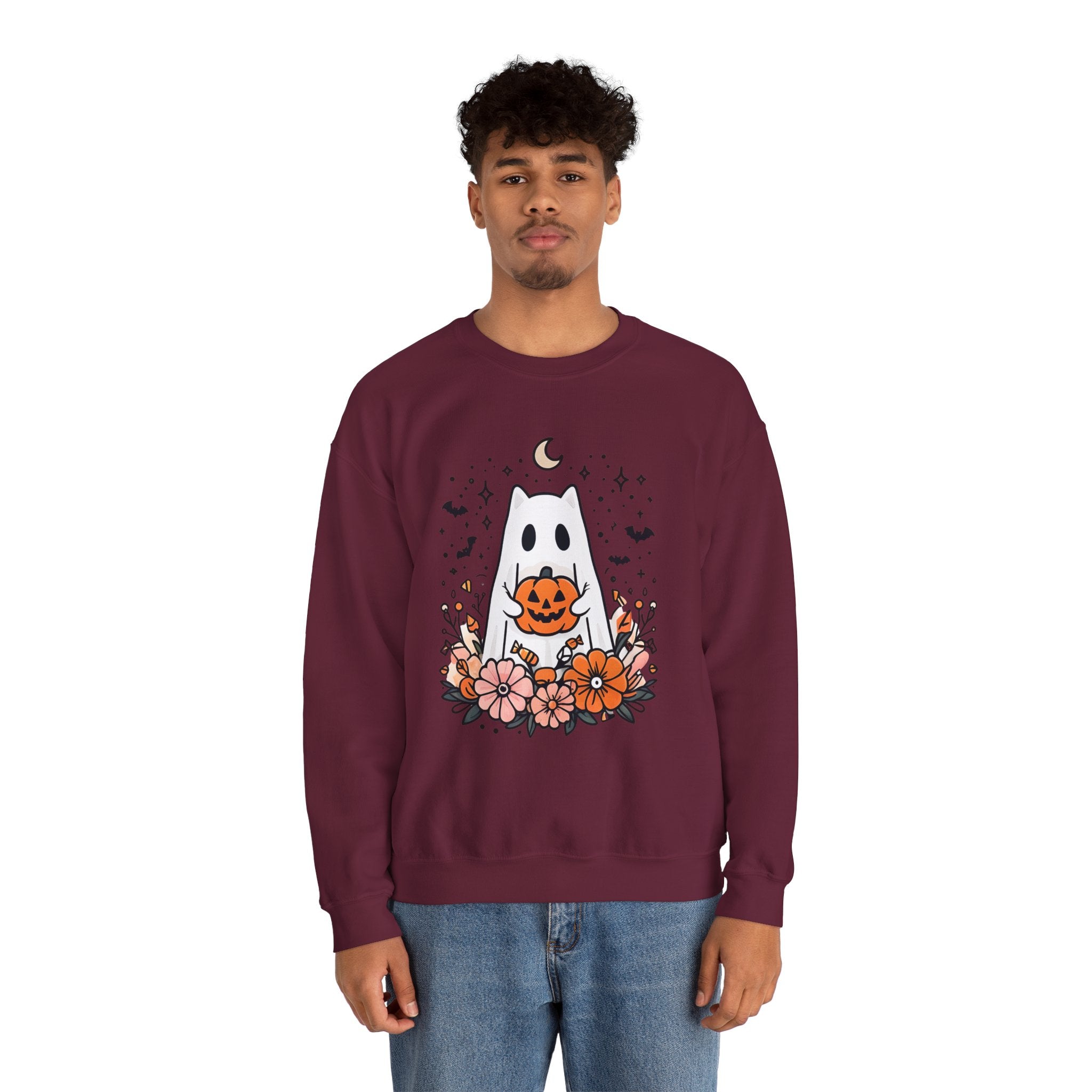 Cute Ghost Pumpkin Crewneck Sweatshirt