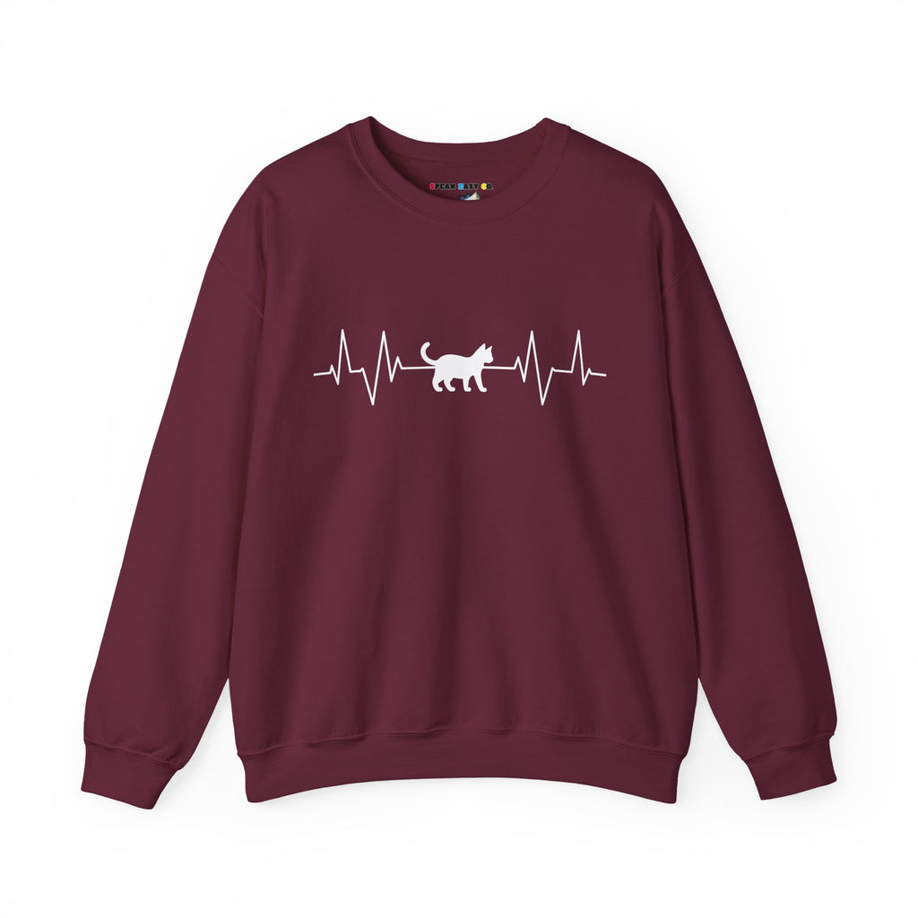 White Cat Heartbeat Crewneck Sweatshirt