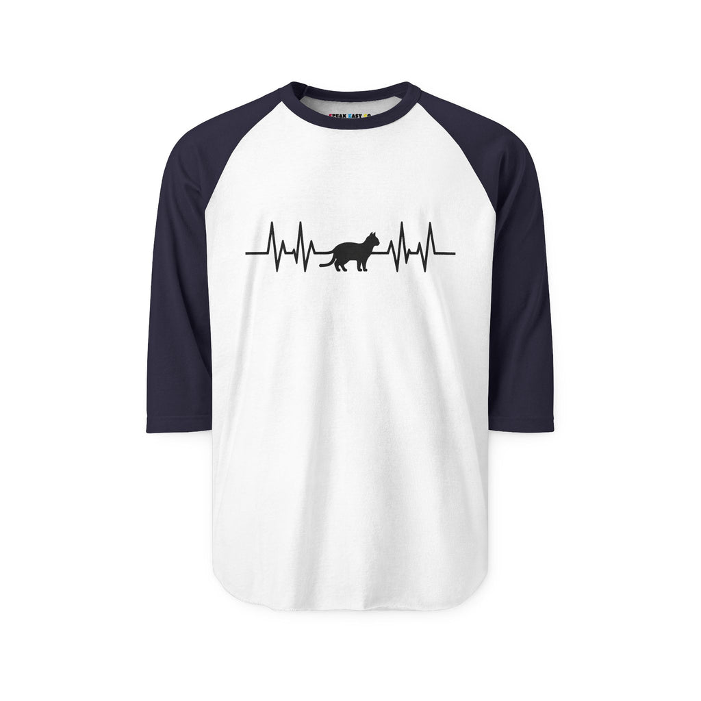 Black Cat Heartbeat 3/4th Sleeve Raglan Shirt