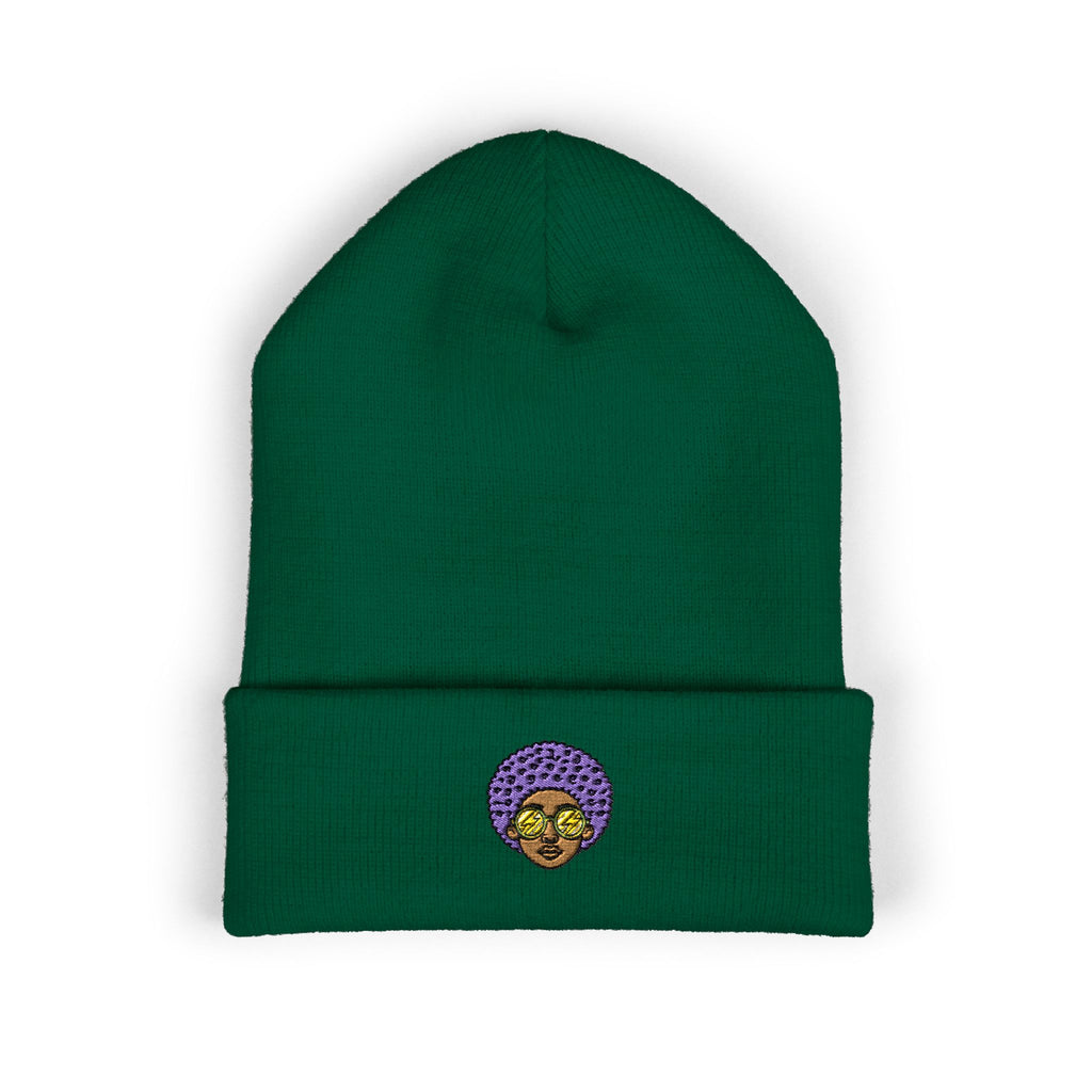 Afro Embroidered Cuffed Beanie