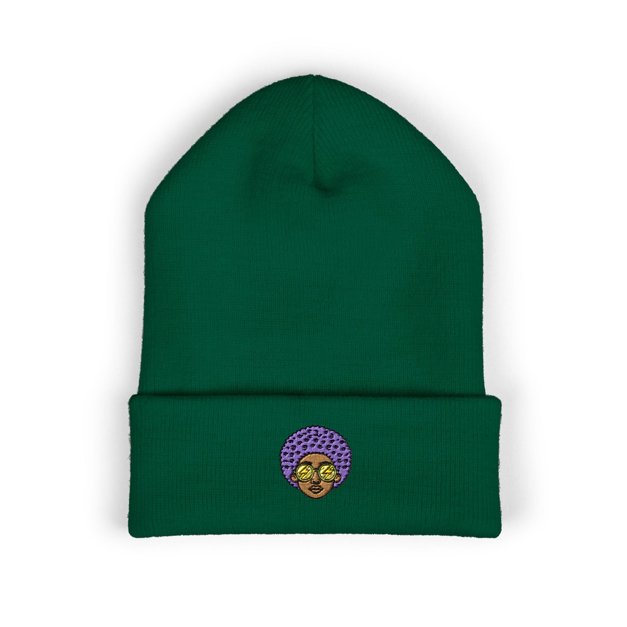 Afro Embroidered Cuffed Beanie