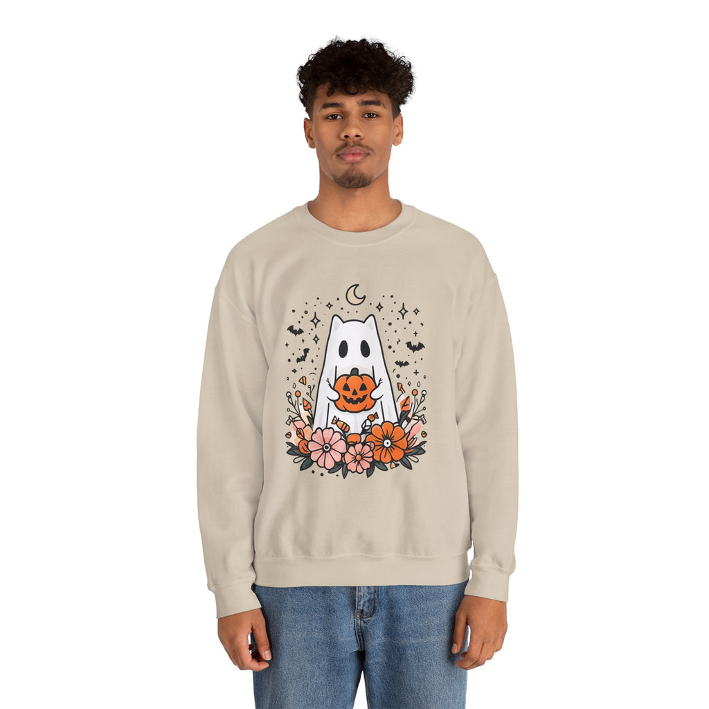 Cute Ghost Pumpkin Crewneck Sweatshirt