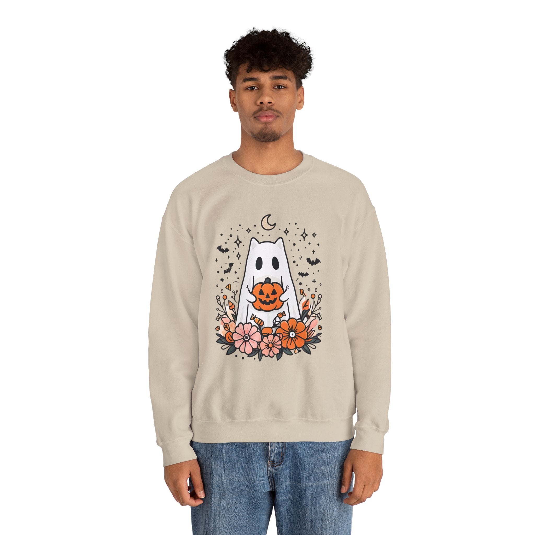 Cute Ghost Pumpkin Crewneck Sweatshirt