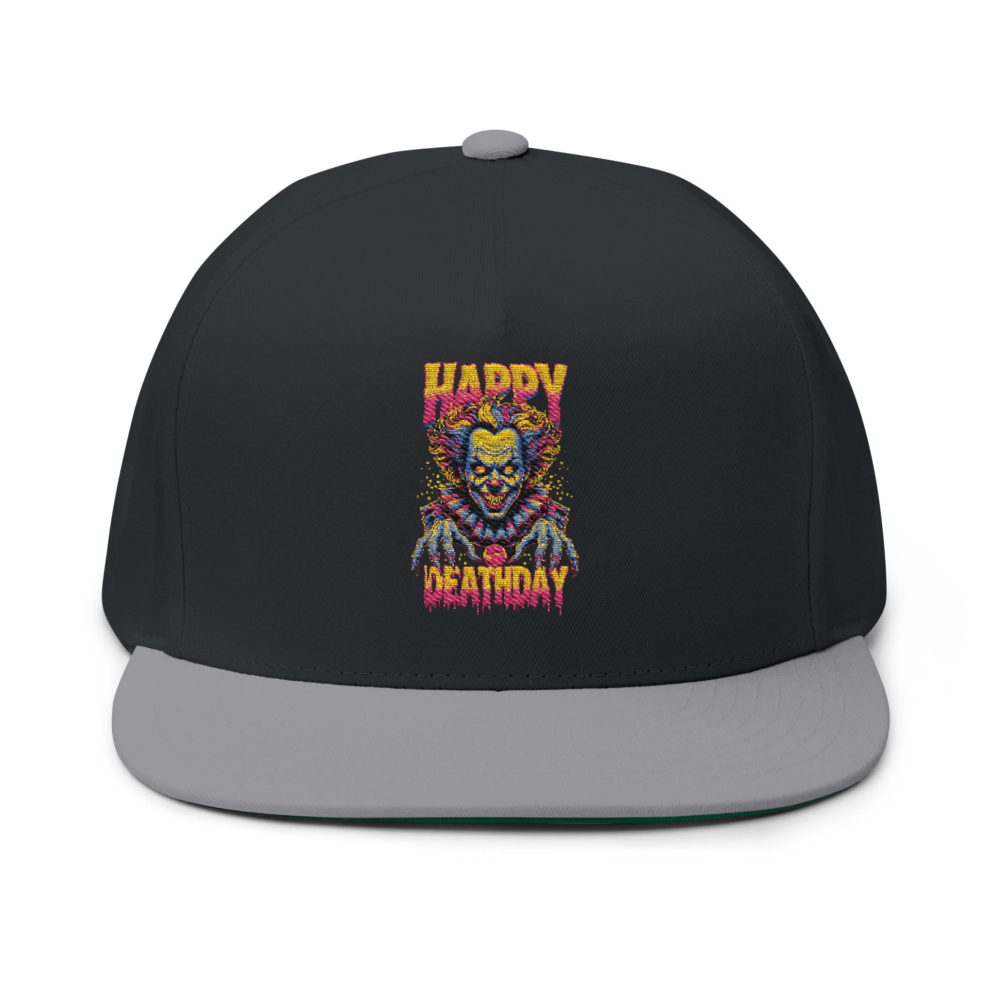 "Happy Deathday" Clown Embroidered Flat Bill Cap