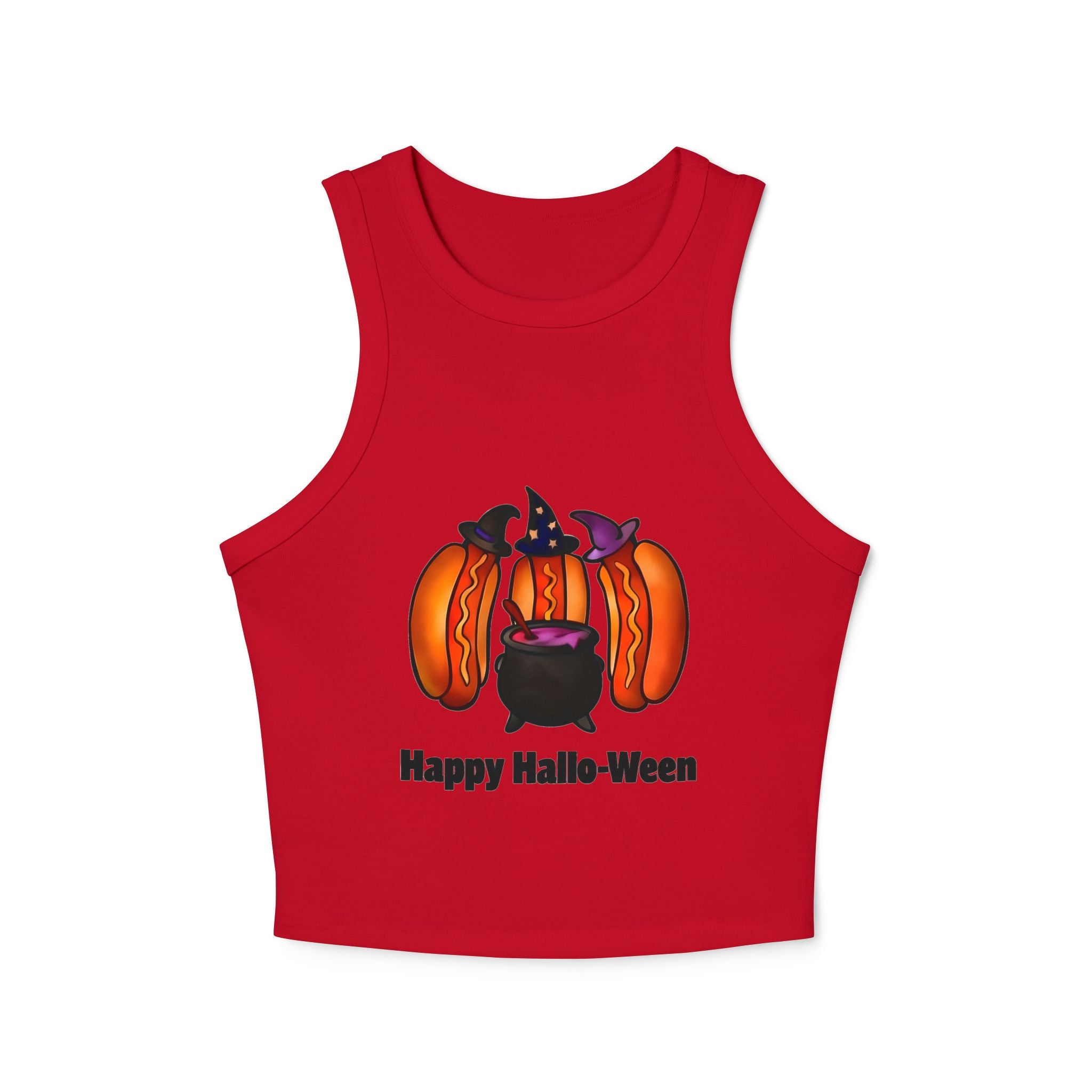 "Happy Hallo-Ween" Hotdog Witches Cropped Tank Top