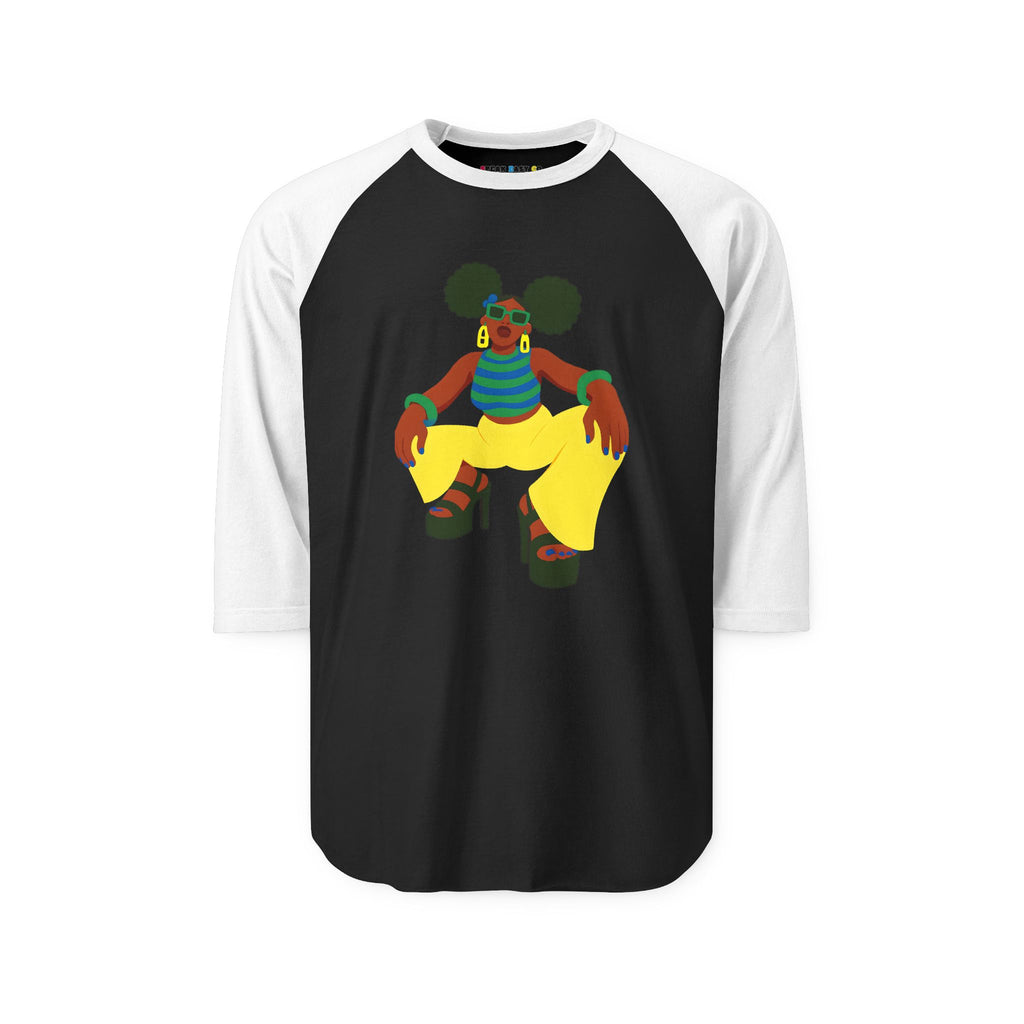 Afro Puffs 3/4th Sleeve Raglan Tee