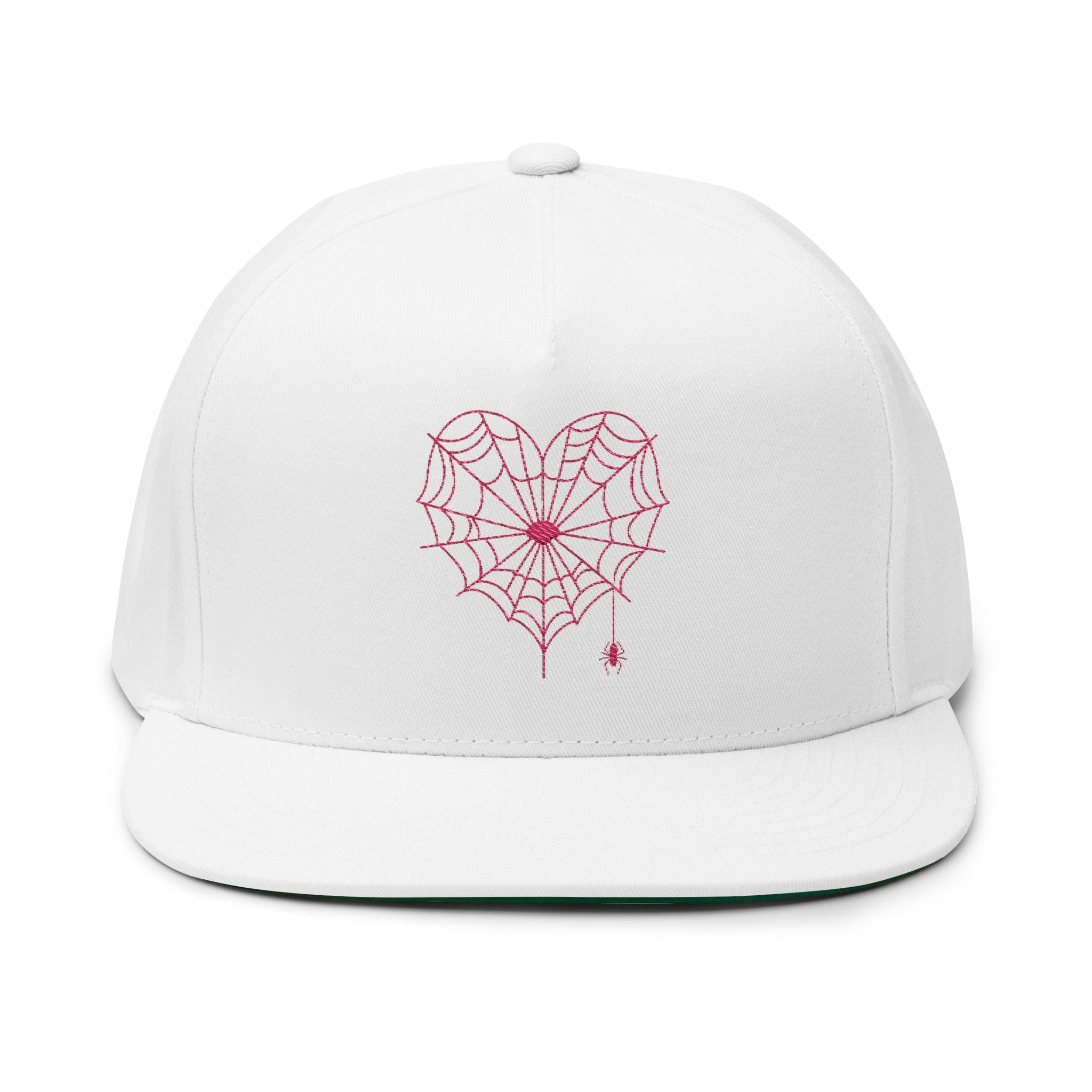Spiderweb Heart Embroidered Flat Bill Cap