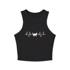 White Cat Heartbeat Cropped Racer Tank