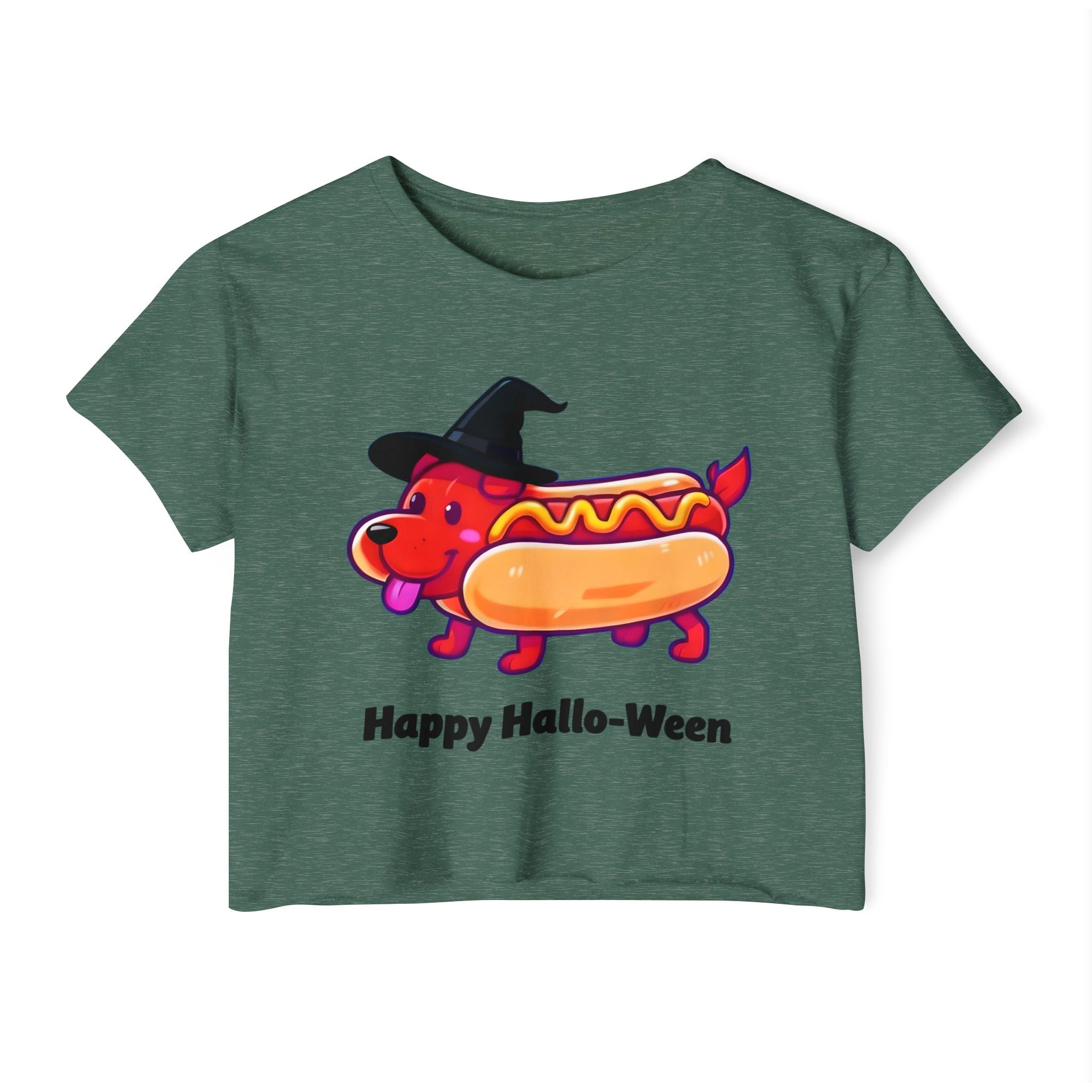 "Happy Hallo-Ween" Hotdog Costume Cropped Tee