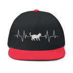 Cat Heartbeat Embroidered Flat Bill Cap for Animal Lovers, Adjustable Cap, Cool Gift, Summer Accessory, Unique Pet Hat