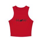 Black Cat Heartbeat Cropped Racer Tank