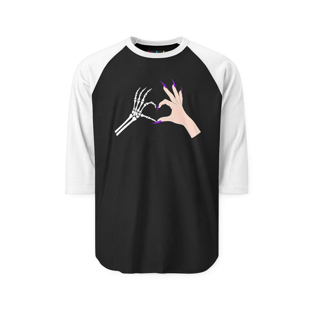 Skeleton Hand Heart 3/4th Sleeve Raglan Shirt