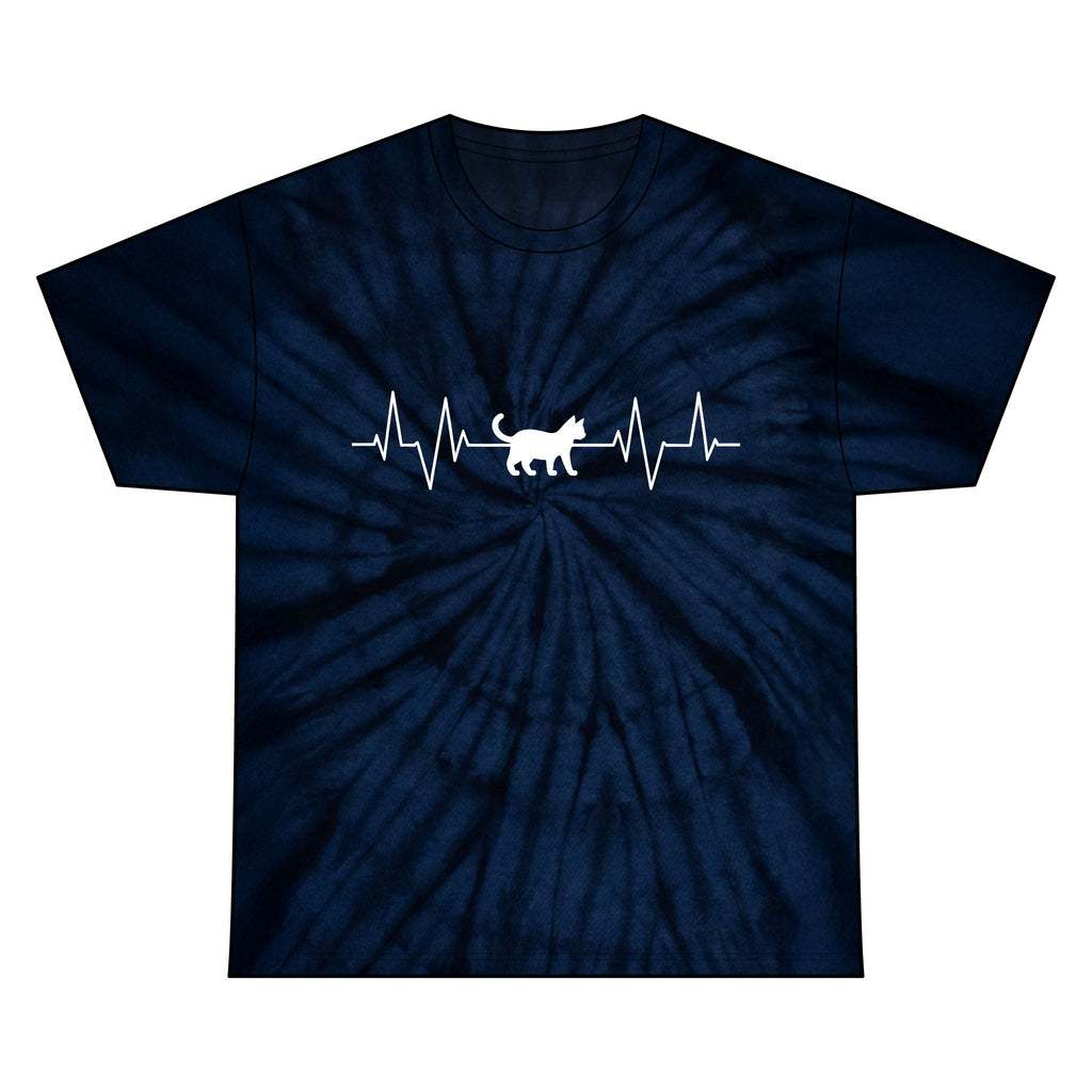 White Cat Heartbeat Tie-Dye Tee