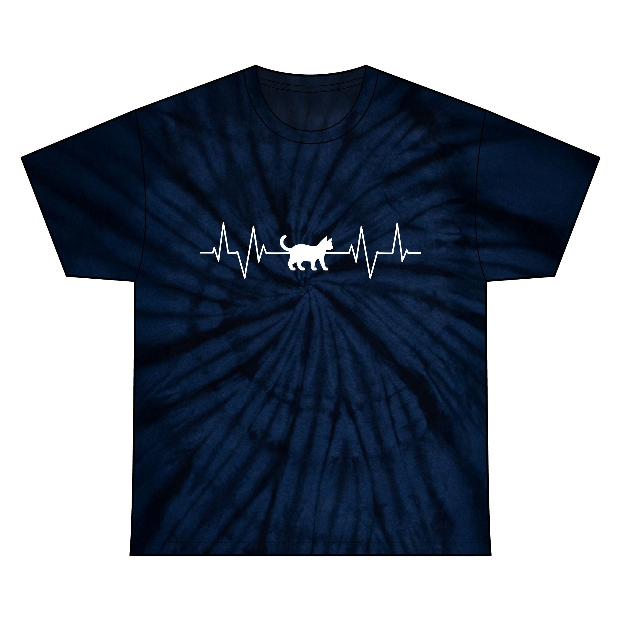 White Cat Heartbeat Tie-Dye Tee