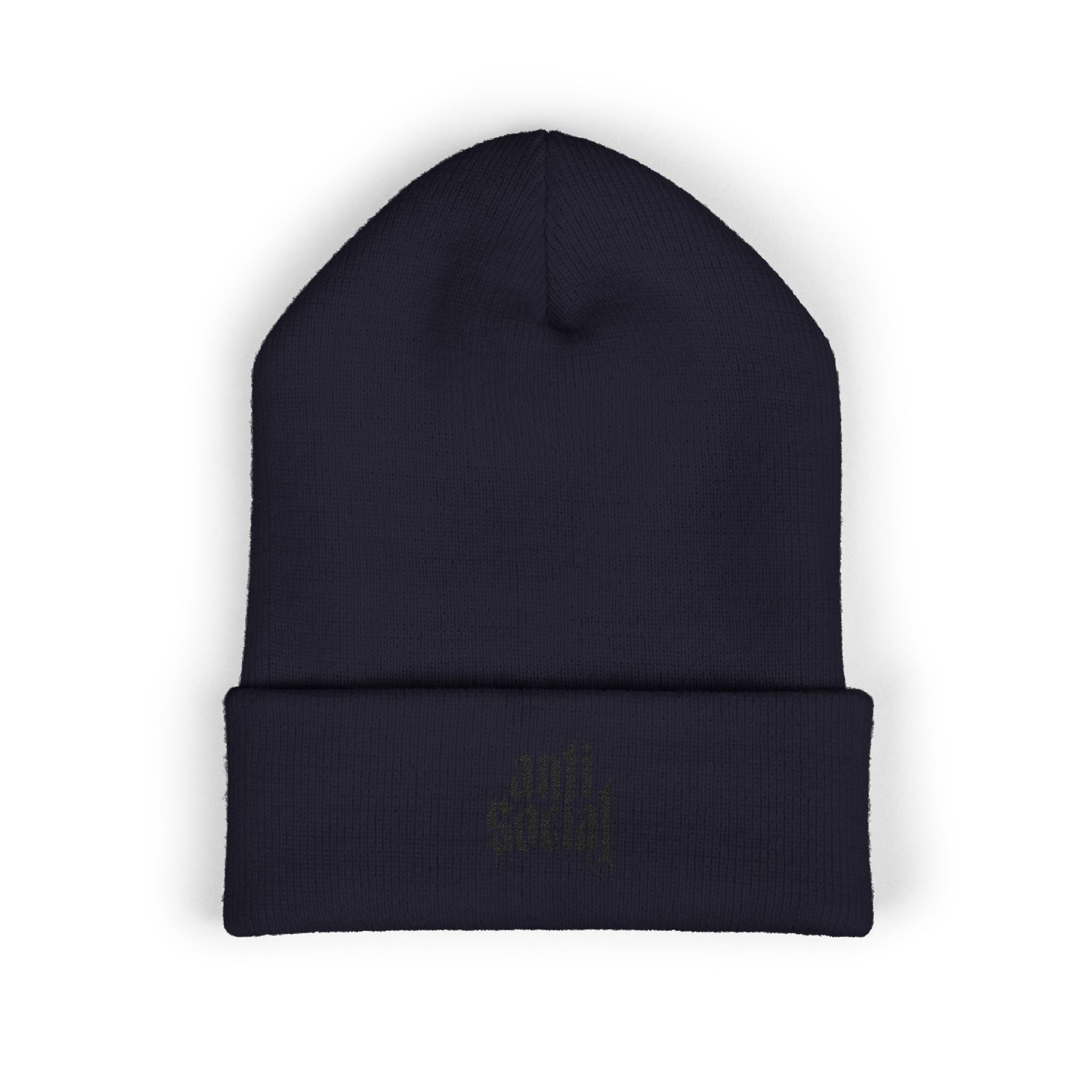 Anti Social Embroidered Cuffed Beanie